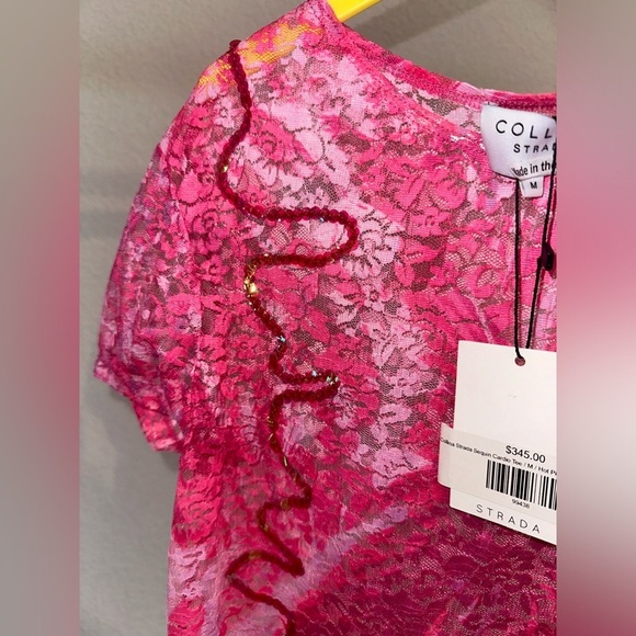 Collina Strada Sequin Cardio Lace Shrunken T-Shirt Multiple Sizes - Picture 5 of 8